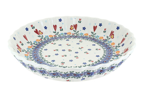Polish Pottery Hearts & Flowers Pie Plate