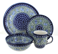 Polish Pottery Seaside Swirl 4 Piece Place Setting - Service for 1