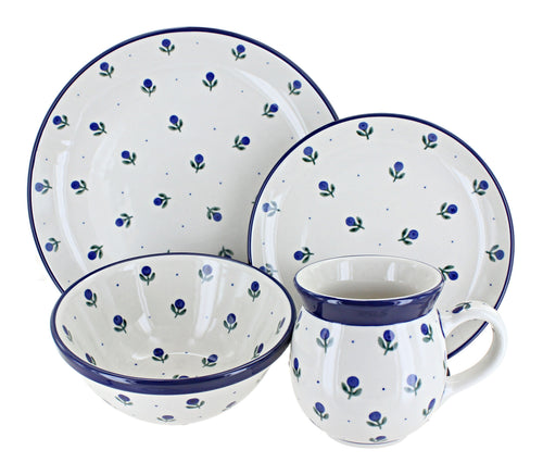 Polish Pottery Blueberry 4 PC Place Setting - Service for 1
