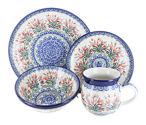 Polish Pottery Spring Tulip 16 Piece Dinner Set