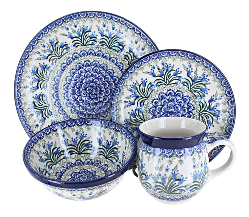 Polish Pottery Tulip Bouquet 16 Piece Dinner Set
