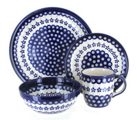Polish Pottery Flowering Peacock 4 Piece Place Setting - Service for 1