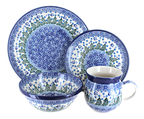 Polish Pottery Evergreen Magic 16 Piece Dinnerware Set