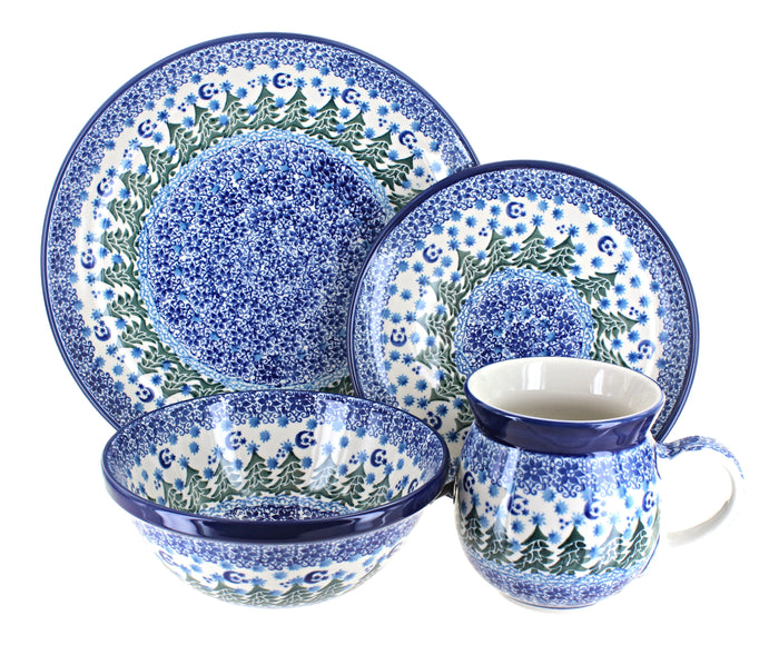 Polish Pottery Evergreen Magic 16 Piece Dinnerware Set