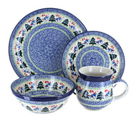 Polish Pottery Winter Bells 4 Piece Place Setting - Service for 1