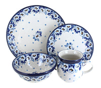 Polish Pottery Georgia Blue 4 PC Place Setting - Service for 1