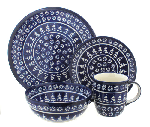 Polish Pottery Winter Nights 16 Piece Dinner Set