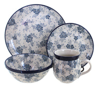 Polish Pottery Blue Fleur 16 Piece Dinner Set