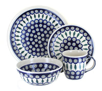 Polish Pottery Peacock 4-Piece Place Setting - Service for 1