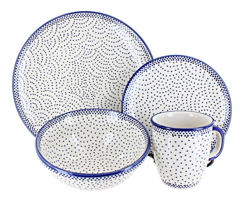 Polish Pottery Small Dots 16 Piece Dinner Set