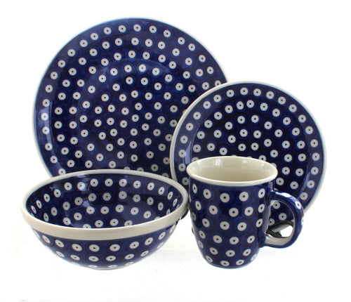 Polish Pottery Dots 4 Piece Place Setting - Service for 1