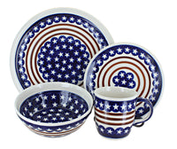 Polish Pottery Stars & Stripes 4 PC Place Setting - Service for 1