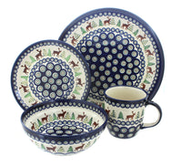 Polish Pottery Reindeer Pine 4 PC Place Setting - Service for 1