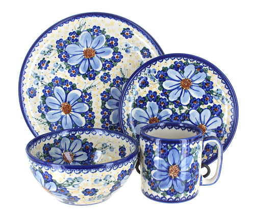 Polish Pottery Daisy Surprise 16 Piece Dinner Set
