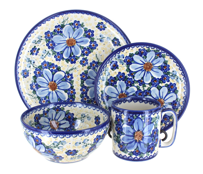 Polish Pottery Daisy Surprise 4 PC Place Setting - Service for 1