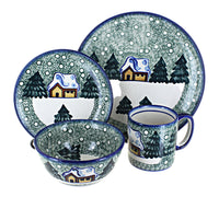 Polish Pottery Winter Forest 4 PC Place Setting - Service for 1 - Green
