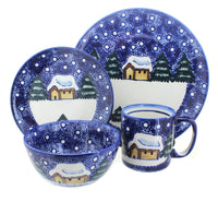 Polish Pottery Winter Forest 4 Piece Place Setting - Service for 1