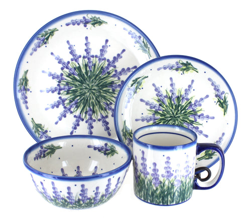 Polish Pottery Lavender Fields 4 Piece Place Setting - Service for 1