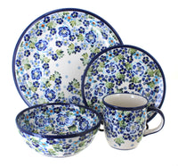 Polish Pottery Vintage Violet 16 PC Dinnerware Set