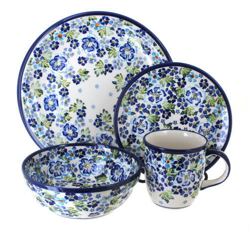 Polish Pottery Vintage Violet  4 Piece Place Setting - Service for 1