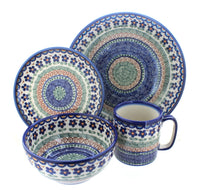 Polish Pottery Aztec Flower 16 Piece Dinner Set