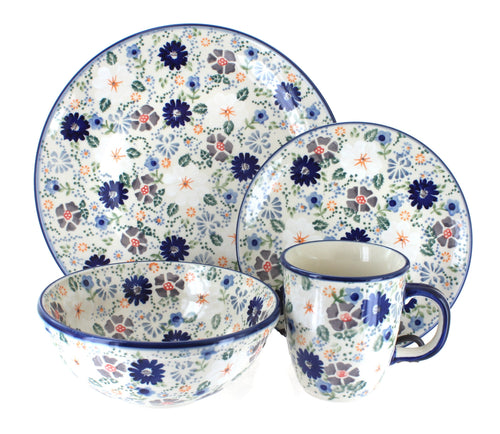 Polish Pottery Carnival 4 Piece Place Setting - Service for 1
