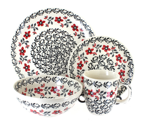 Polish Pottery Scarlett Ivy 4 Piece Place Setting - Service for 1