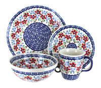 Polish Pottery Red Poppy 4 PC Place Setting - Service for 1