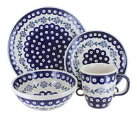 Polish Pottery Blue Violet 4 Piece Place Setting - Service for 1