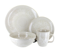Polish Pottery White Lace 16 Piece Dinner Set