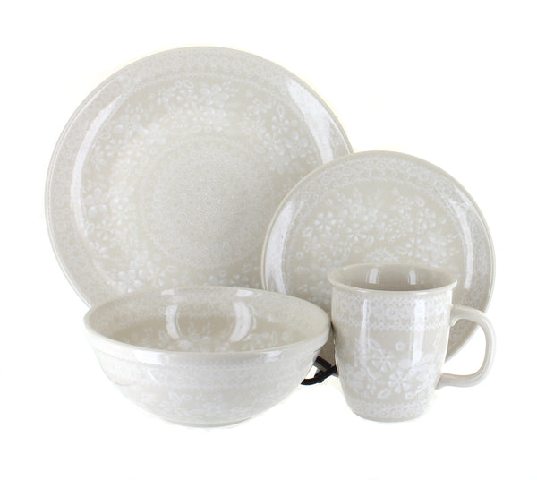 White Lace 4 PC Place Setting - Service for 1