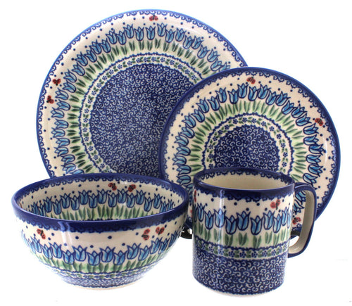 Polish Pottery Garden Tulip 4 PC Place Setting - Service for 1