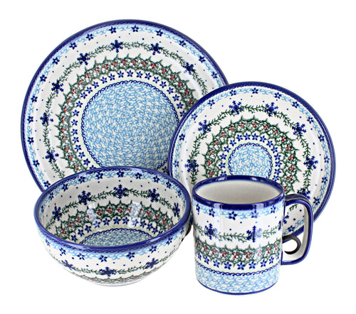Polish Pottery Winter Celebration 16 Piece Dinner Set