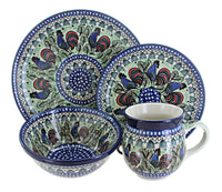 Polish Pottery Rooster Row 16 Piece Dinner Set