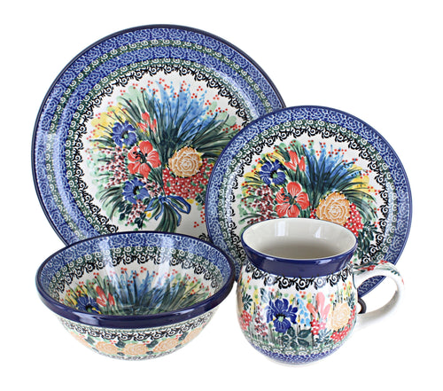 Polish Pottery Summer Blooms 16 Piece Dinner Set