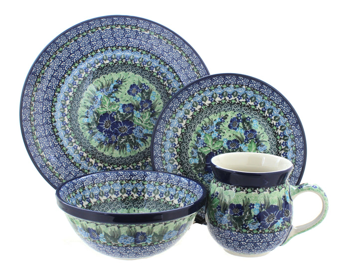 Polish Pottery Sapphire Fields 16 Piece Dinner Set