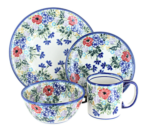 Polish Pottery Summer Garden 4 PC Place Setting - Service for 1