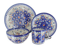 Polish Pottery Blue Dahlia 4 Piece Place Setting - Service for 1