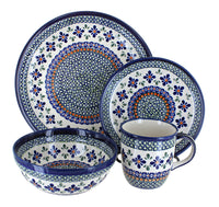 Polish Pottery Mosaic Flower 16 Piece Dinner Set