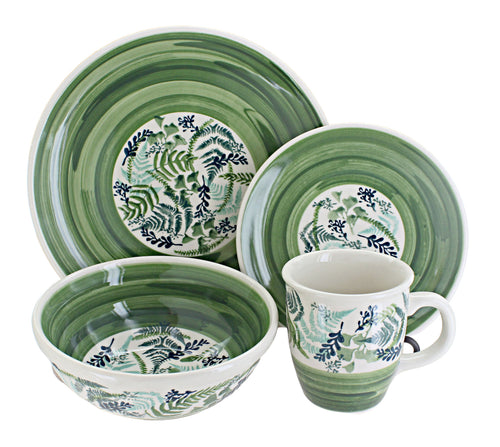 Polish Pottery Floating Fern 4 Piece Place Setting - Service for 1