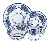 Polish Pottery Forget Me Not 4 Piece Place Setting - Service for 1