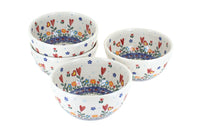Polish Pottery Hearts & Flowers 4PC Dessert Bowl Set
