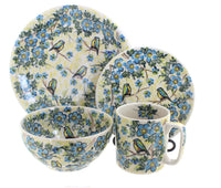 Polish Pottery Bluebird Garden 16 Piece Dinnerware Set