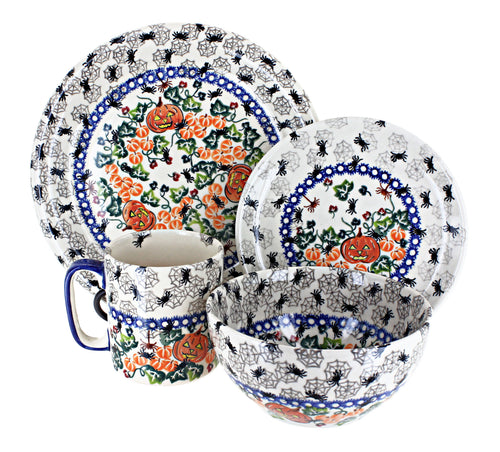 Polish Pottery Trick or Treat 16 Piece Dinner Set