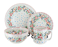 Polish Pottery Fairy Meadow 4 PC Place Setting - Service for 1