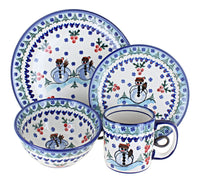 Polish Pottery Frosty Duo 4 Piece Place Setting - Service for 1