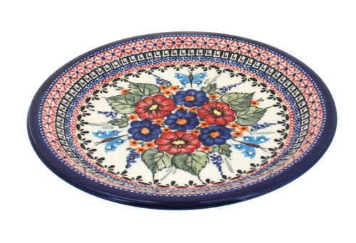 Polish Pottery Floral Butterfly Small Dinner Plate