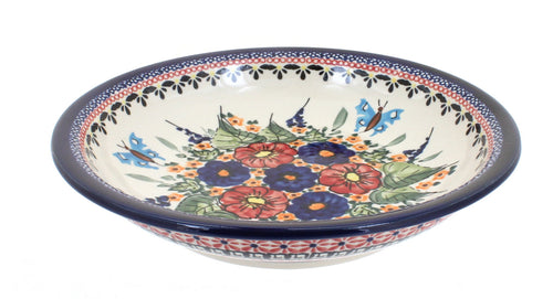 Polish Pottery Floral Butterfly Soup Plate