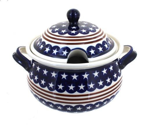 Polish Pottery Stars & Stripes Soup Tureen