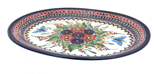 Polish Pottery Floral Butterfly Large Serving Platter
